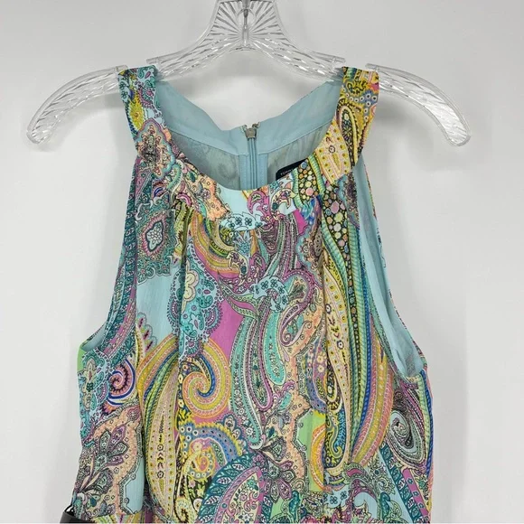 Tommy Hilfiger Blue Paisley Halter Long Dress Belted Size 10 Full Zip Back Lined - Picture 7 of 7